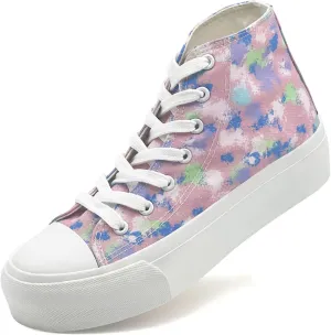 Womens Platform Canvas Sneakers Mens High Top Classic Canvas Shoes Unisex Casual Tennis Comfortable Fashion Sneakers Lace-Up