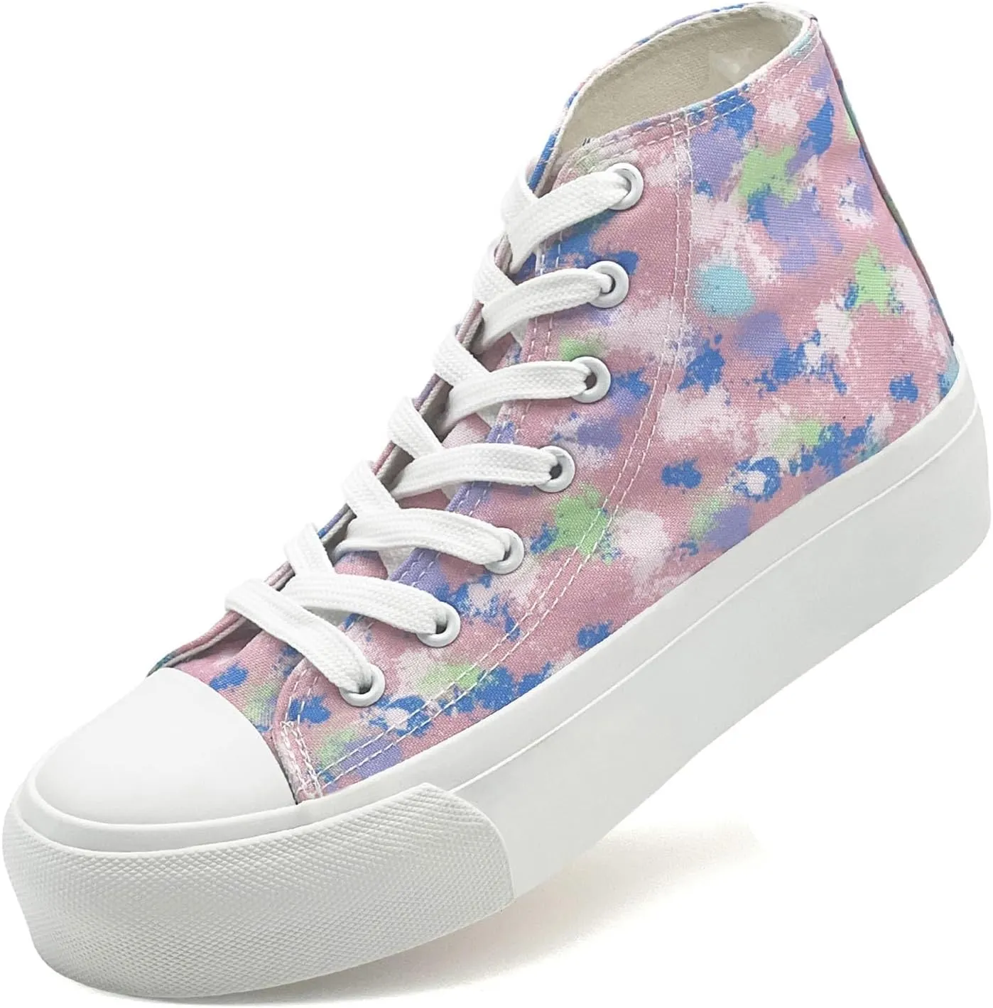 Womens Platform Canvas Sneakers Mens High Top Classic Canvas Shoes Unisex Casual Tennis Comfortable Fashion Sneakers Lace-Up