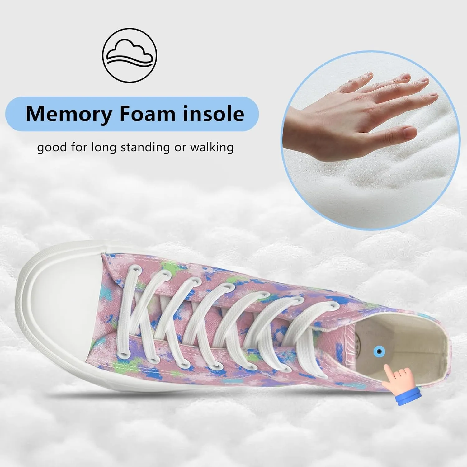 Womens Platform Canvas Sneakers Mens High Top Classic Canvas Shoes Unisex Casual Tennis Comfortable Fashion Sneakers Lace-Up