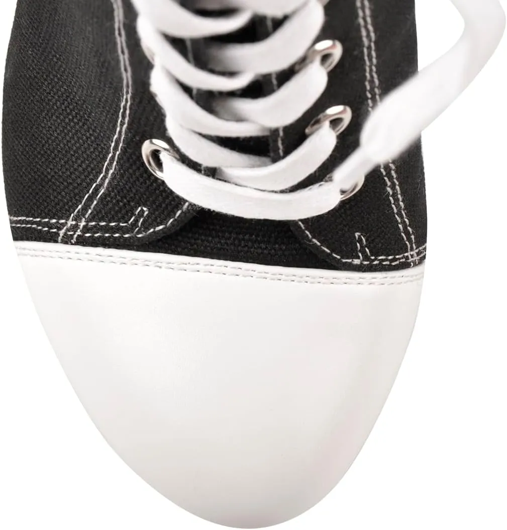 Women's Tie Up Platform High Heels Zip Up Ankle Boots Canvas Fashion Sneakers