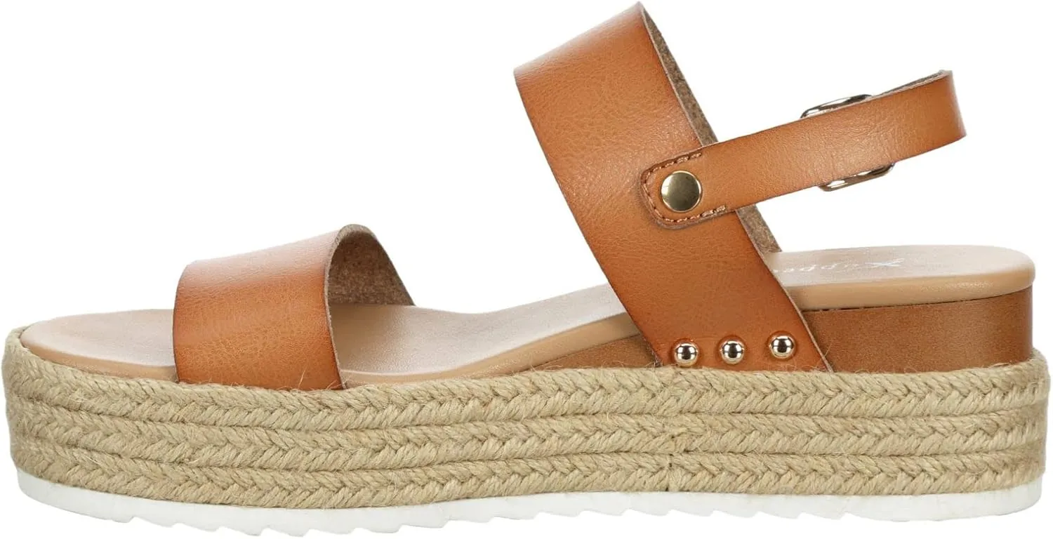XAPPEAL Amelia - Women's Open Toe Ankle Buckle Strap Casual Platform Espadrille Sandals