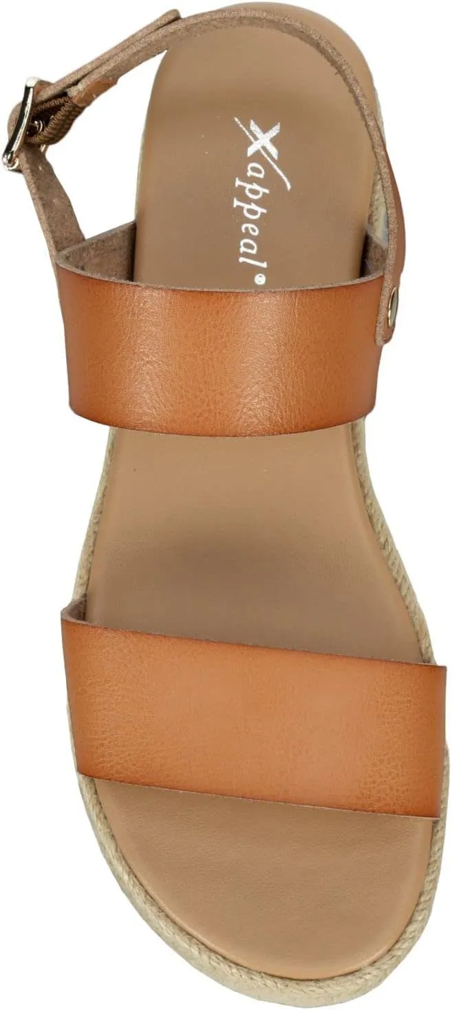 XAPPEAL Amelia - Women's Open Toe Ankle Buckle Strap Casual Platform Espadrille Sandals
